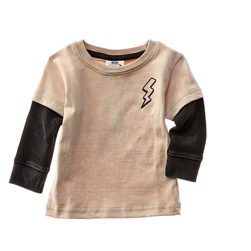 Mish Mish Checker Bolt 2Fer Top. Size: 24M in Stone & Black - New